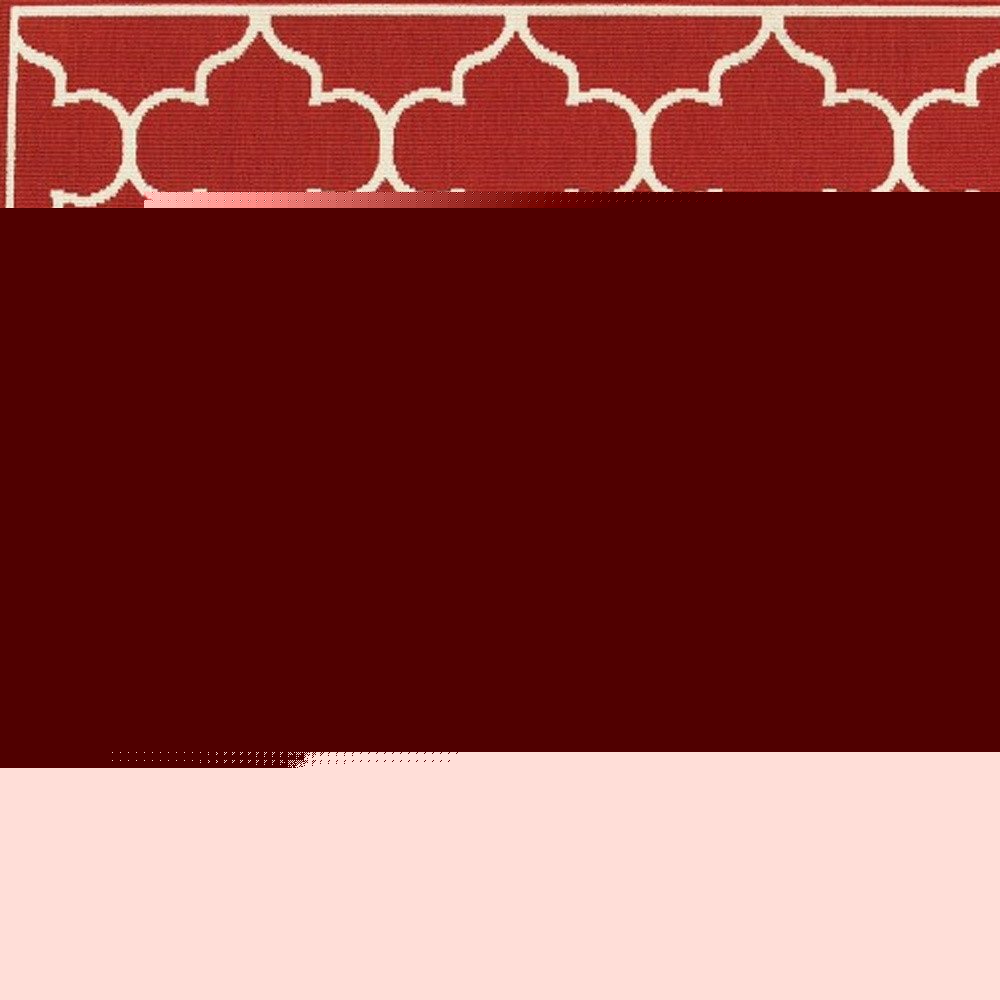 8' Red And Ivory Indoor Outdoor Runner Rug