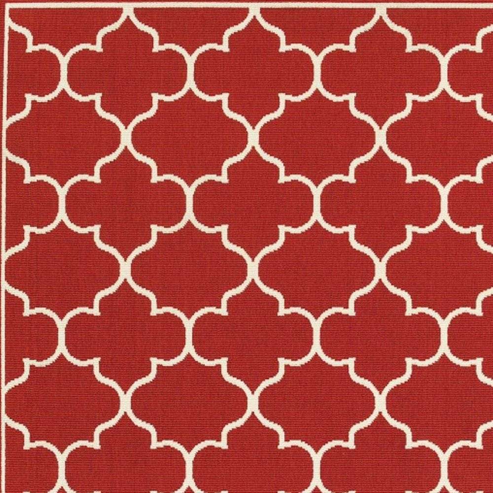 2' X 3' Red And Ivory Indoor Outdoor Area Rug