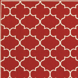 2' X 3' Red And Ivory Indoor Outdoor Area Rug