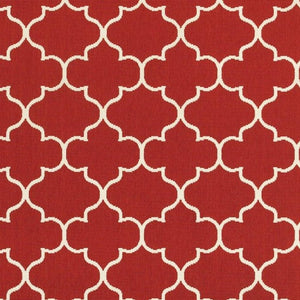 8' Red And Ivory Indoor Outdoor Runner Rug