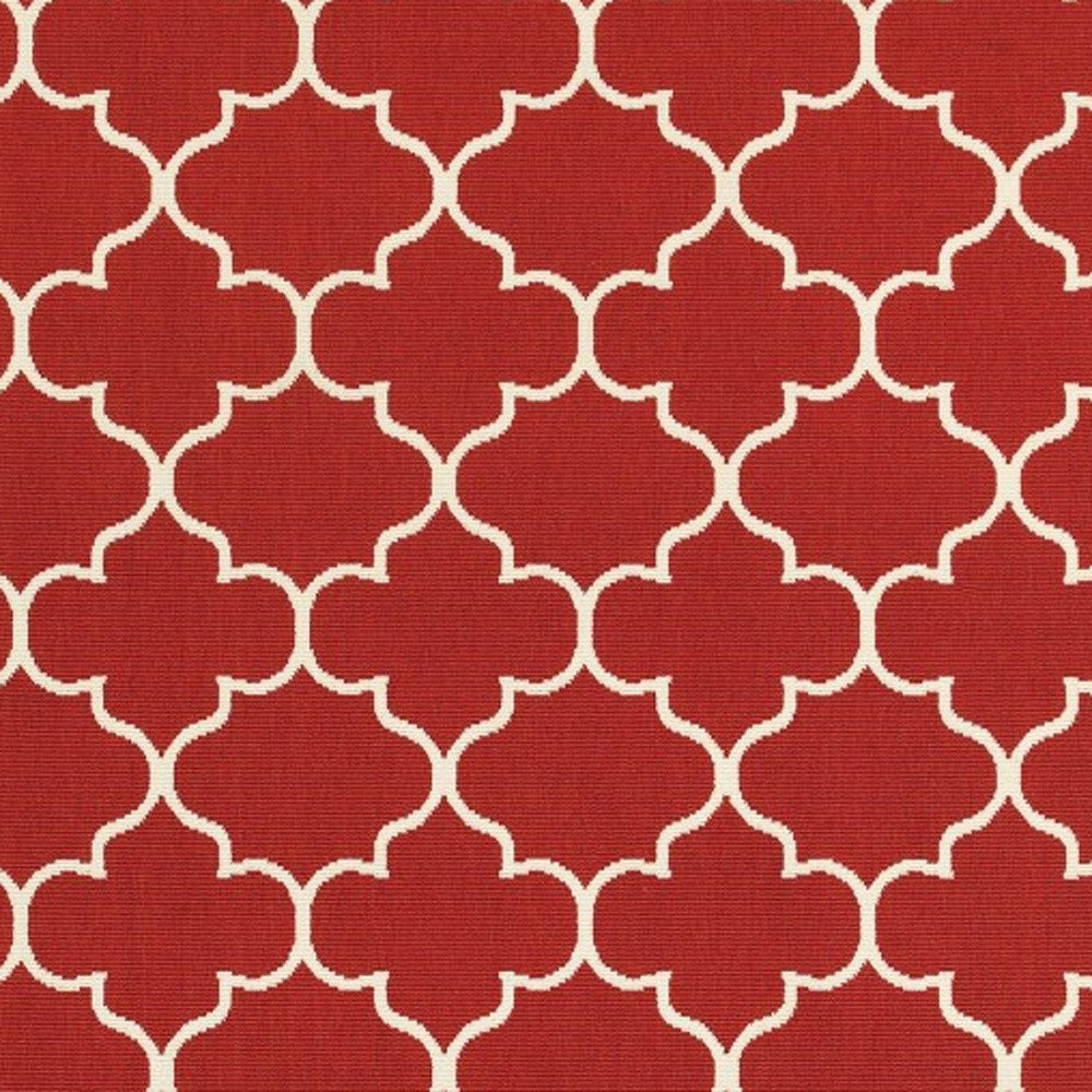 4' X 6' Red And Ivory Indoor Outdoor Area Rug