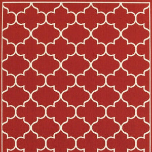 4' X 6' Red And Ivory Indoor Outdoor Area Rug