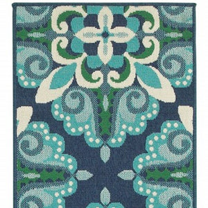 4' X 6' Blue And Green Indoor Outdoor Area Rug