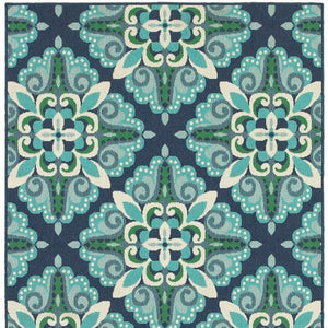 2' X 8' Blue and Green Indoor Outdoor Area Rug