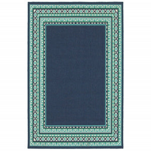 2' X 8' Blue and Green Indoor Outdoor Area Rug