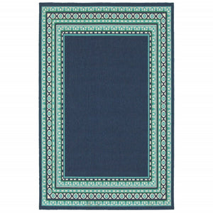 2' X 8' Blue and Green Indoor Outdoor Area Rug