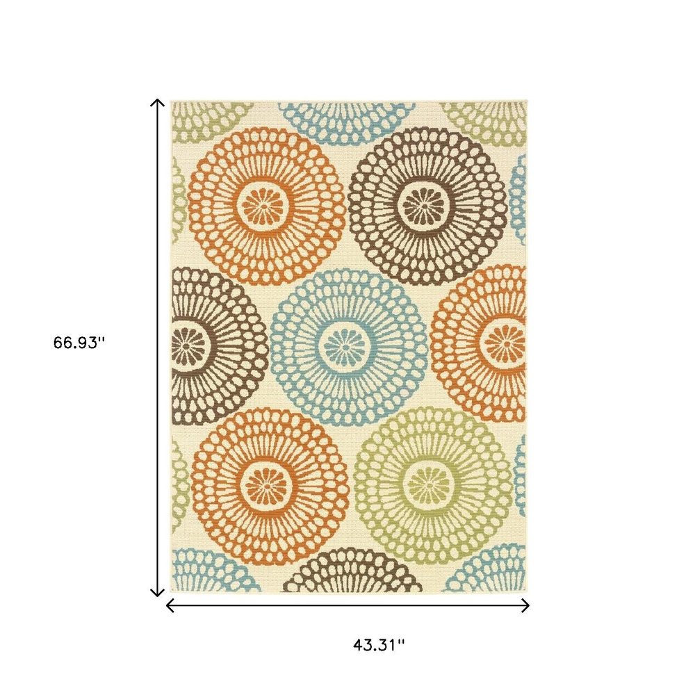 5' X 8' Beige Indoor Outdoor Area Rug