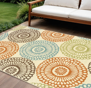 5' X 8' Beige Indoor Outdoor Area Rug