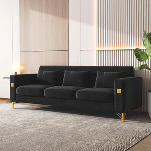 Velvet Sofa With Pillows And Metal Leg For Living Room by Couch.com