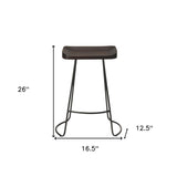 26" Dark Brown and Black Manufactured Wood and Iron Backless Counter Height Bar Chair