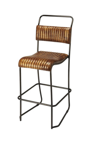 31" Brown and Black Iron Bar Chair