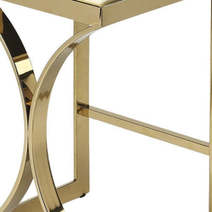 24" Off White and Gold Faux Leather and Iron Backless Counter Height Bar Chair