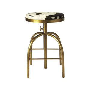 Black Off White and Gold Iron Backless Adjustable Height Swivel Bar Chair