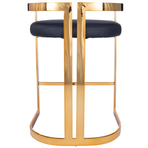 28" Black and Gold Iron Low Back Counter Height Bar Chair