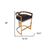 28" Black and Gold Iron Low Back Counter Height Bar Chair