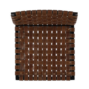 28" Brown and Black Leather and Iron Bar Chair