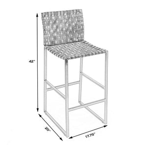 28" Brown and Black Leather and Iron Bar Chair