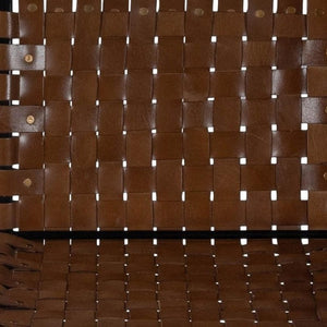 28" Brown and Black Leather and Iron Bar Chair