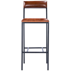 32" Brown and Black Manufactured Wood and Iron Bar Chair