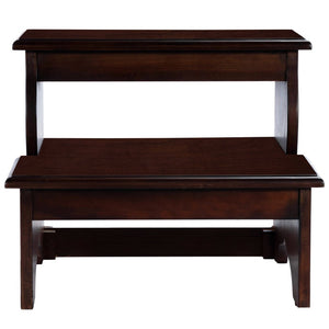 15" Dark Brown Solid Wood Step Stool