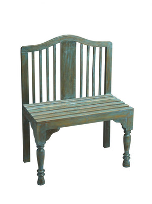 30" Blue Solid Wood Garden Patio Bench