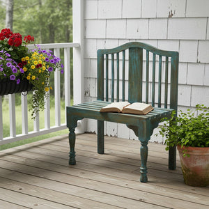 30" Blue Solid Wood Garden Patio Bench