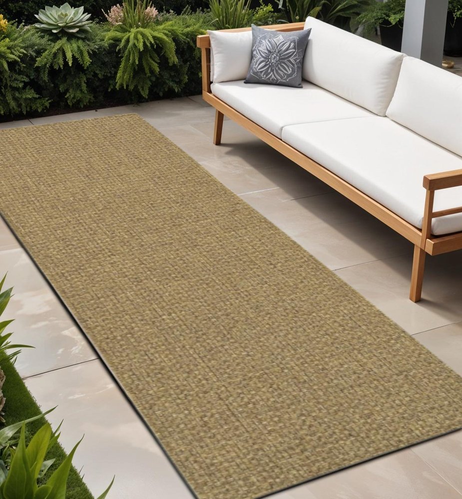 8' Tan Indoor Outdoor Runner Rug