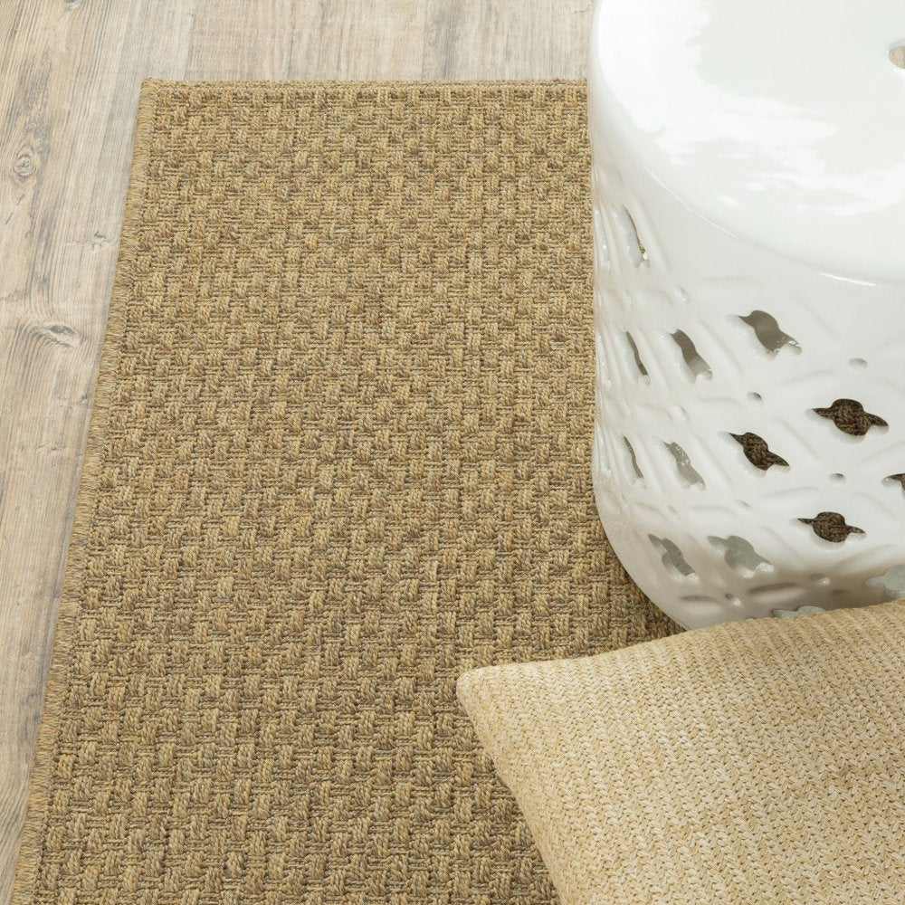 8' Tan Indoor Outdoor Runner Rug