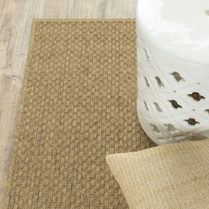 8' Tan Indoor Outdoor Runner Rug