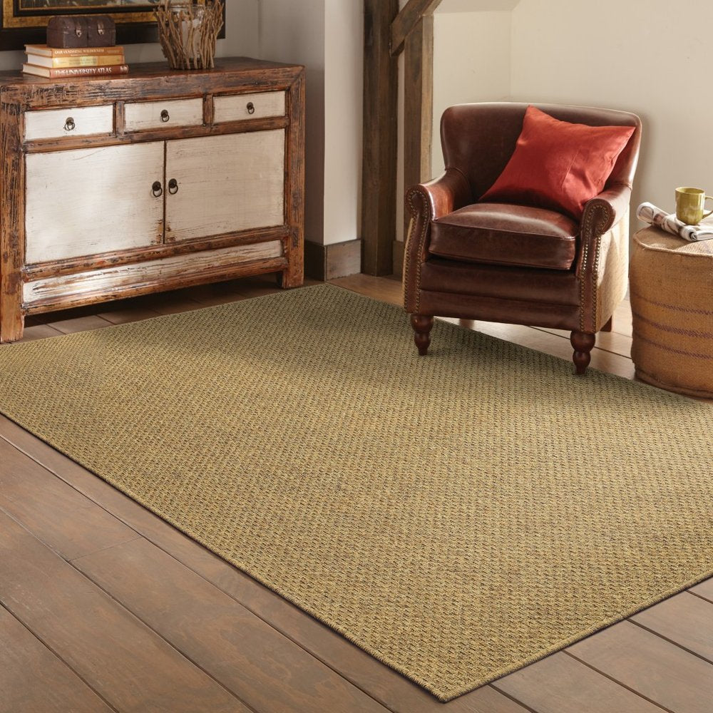 8' Tan Indoor Outdoor Runner Rug