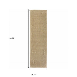 8' Beige Indoor Outdoor Runner Rug