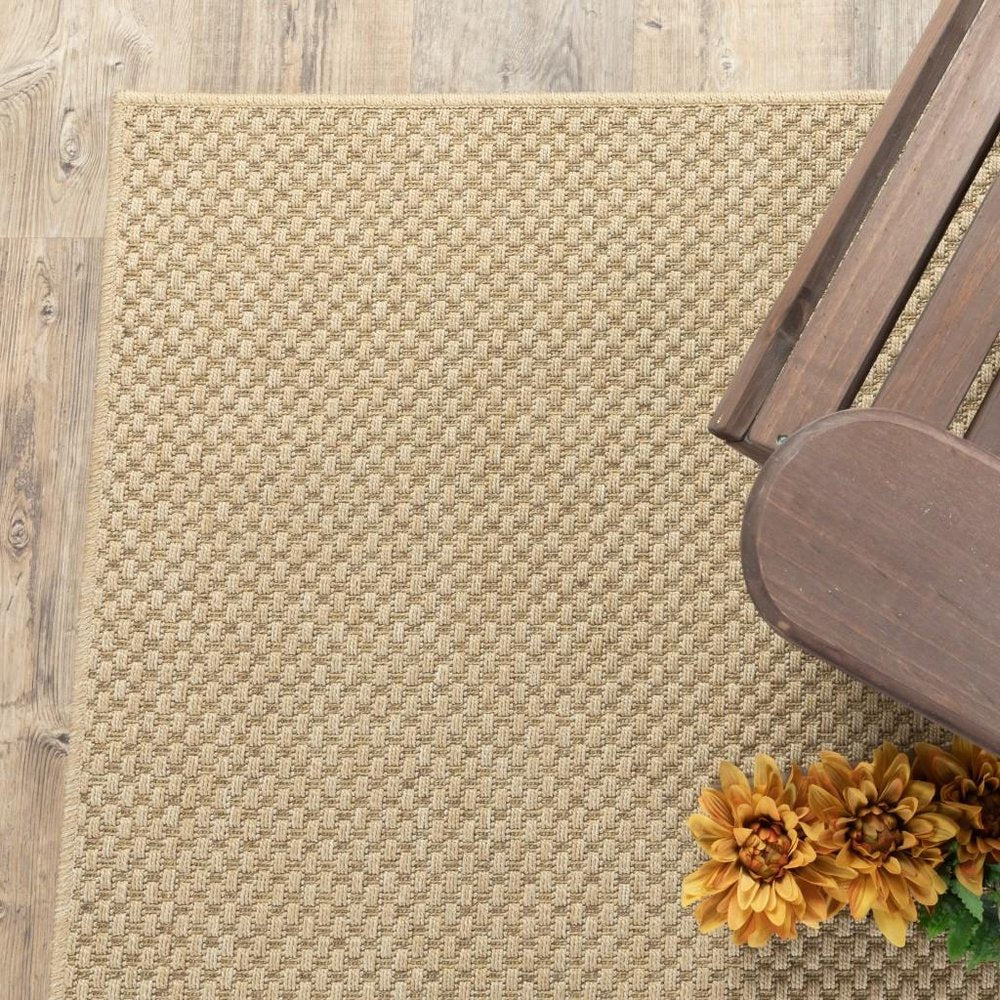 8' Beige Indoor Outdoor Runner Rug