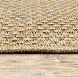8' Beige Indoor Outdoor Runner Rug