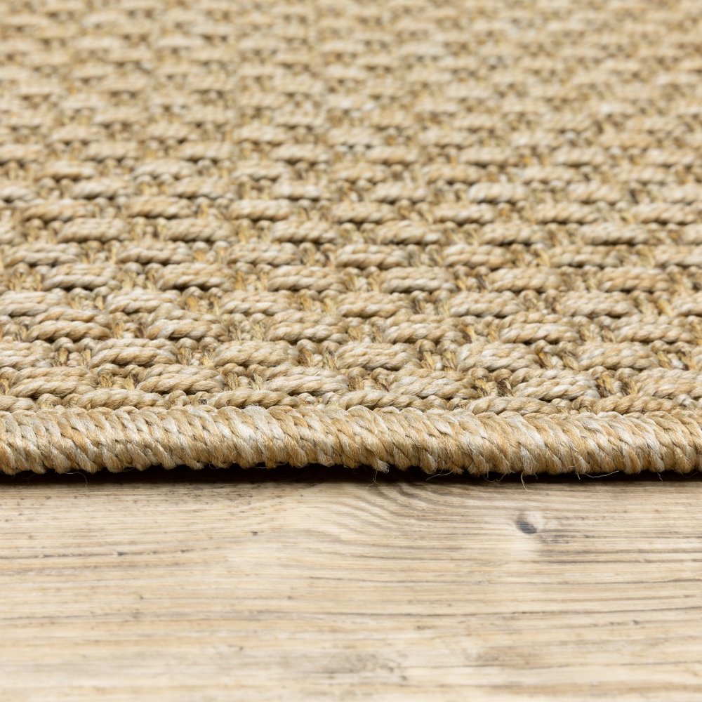 8' Beige Indoor Outdoor Runner Rug