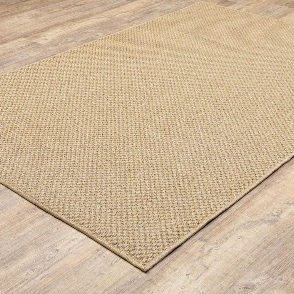 8' Beige Indoor Outdoor Runner Rug
