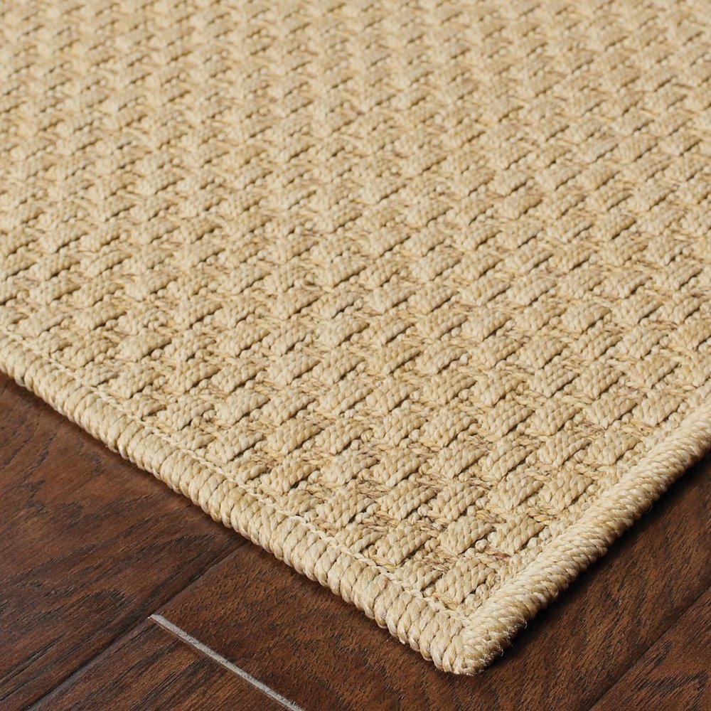 8' Beige Indoor Outdoor Runner Rug