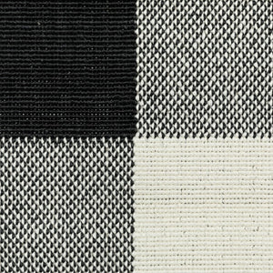 8' Black And Ivory Indoor Outdoor Runner Rug