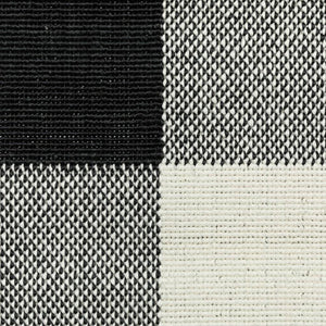 8' Black And Ivory Indoor Outdoor Runner Rug