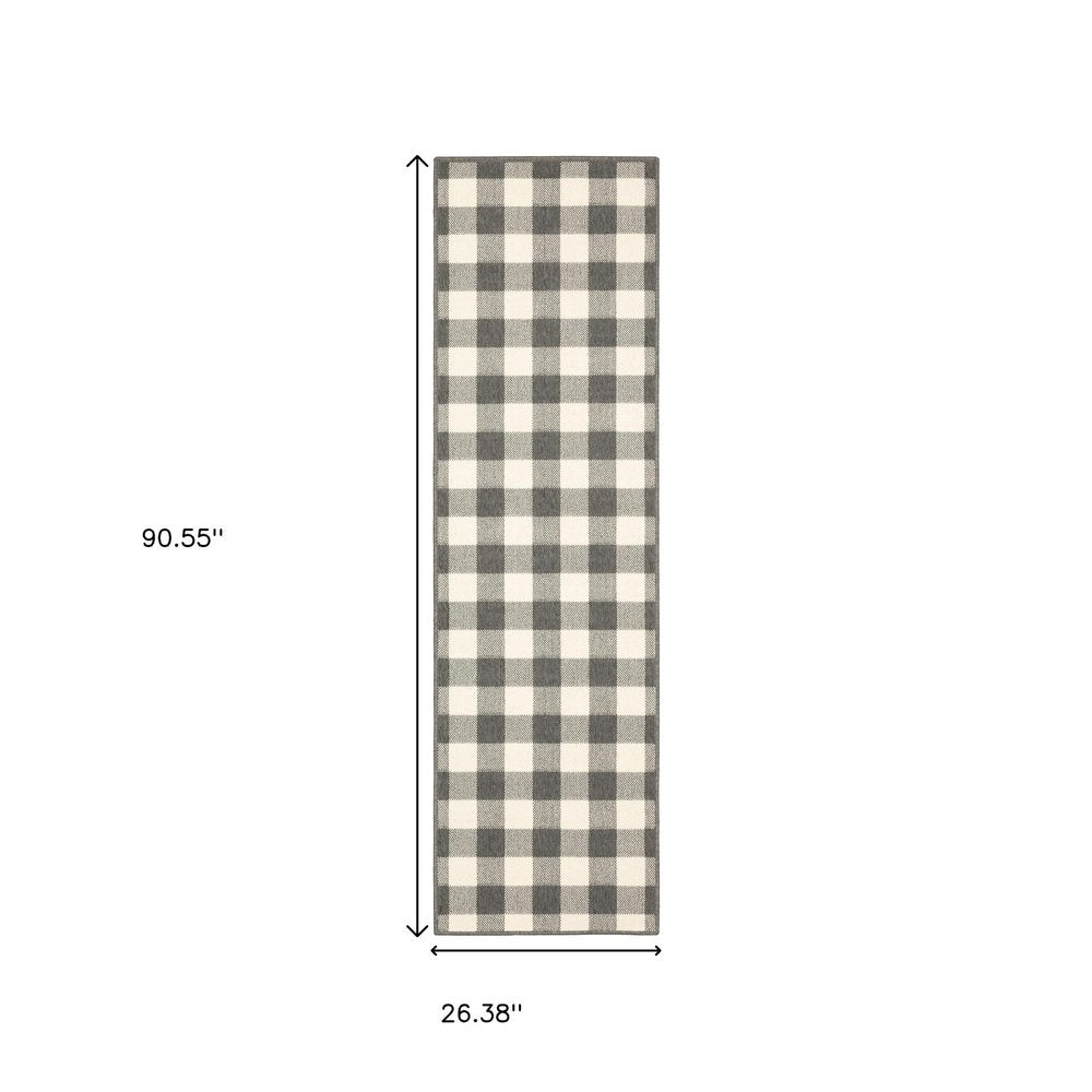 7' X 10' Gray And Ivory Indoor Outdoor Area Rug