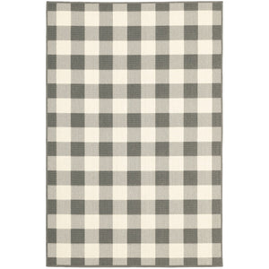 8' Gray And Ivory Indoor Outdoor Runner Rug