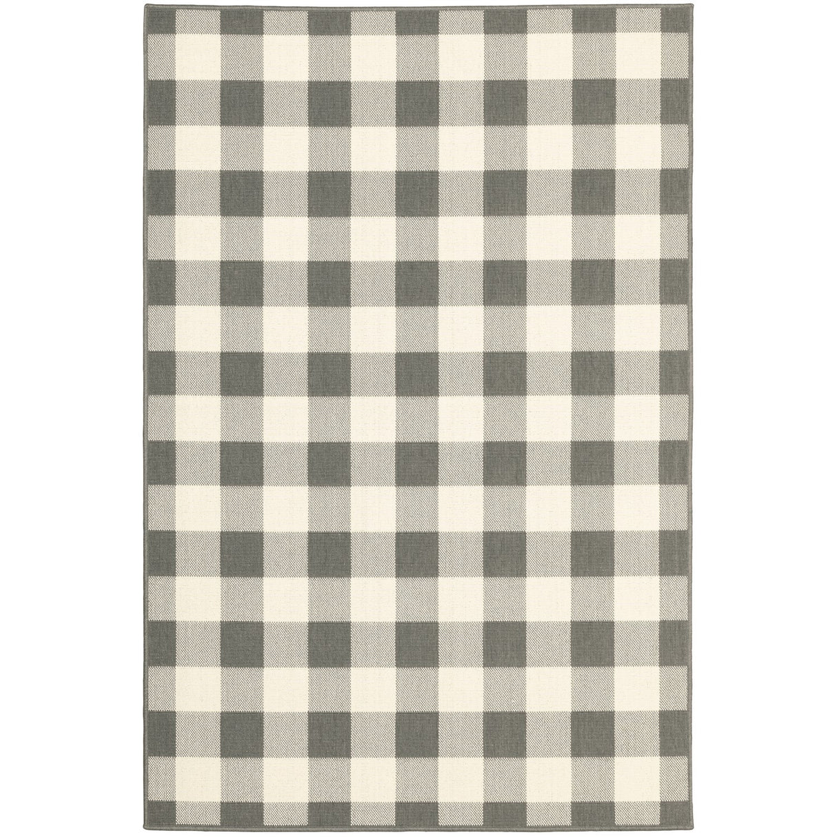 8' Gray And Ivory Indoor Outdoor Runner Rug