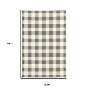 7' X 10' Gray And Ivory Indoor Outdoor Area Rug