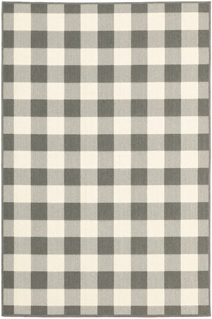 7' X 10' Gray And Ivory Indoor Outdoor Area Rug