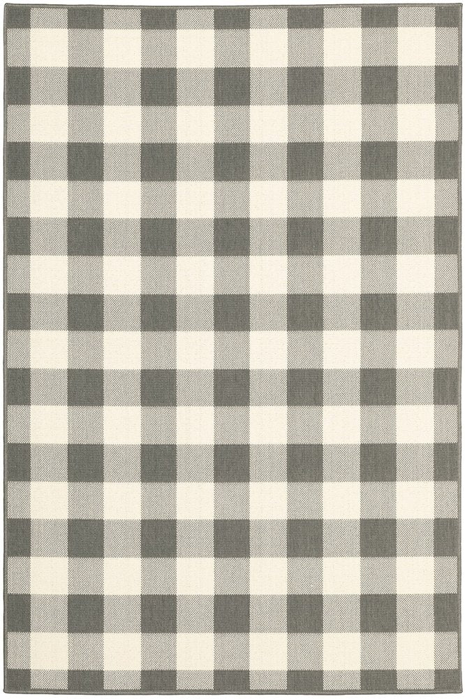 8' Gray And Ivory Indoor Outdoor Runner Rug