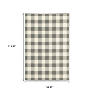 7' X 10' Gray And Ivory Indoor Outdoor Area Rug