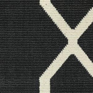 8' X 11' Black And Ivory Indoor Outdoor Area Rug