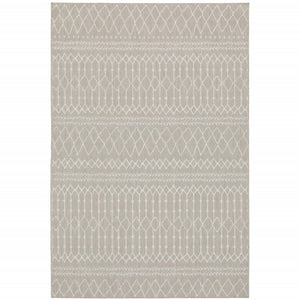 10' X 13' Gray And Ivory Indoor Outdoor Area Rug