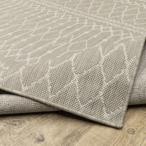 3' X 5' Gray And Ivory Indoor Outdoor Area Rug