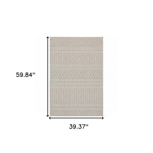 3' X 5' Gray And Ivory Indoor Outdoor Area Rug