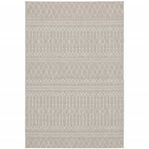3' X 5' Gray And Ivory Indoor Outdoor Area Rug